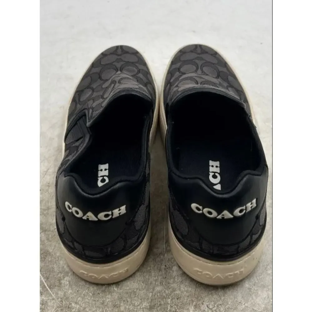 Coach Mens Black Signature Canvas Slip On Loafers Round Toe Sneaker Shoes US 8.5